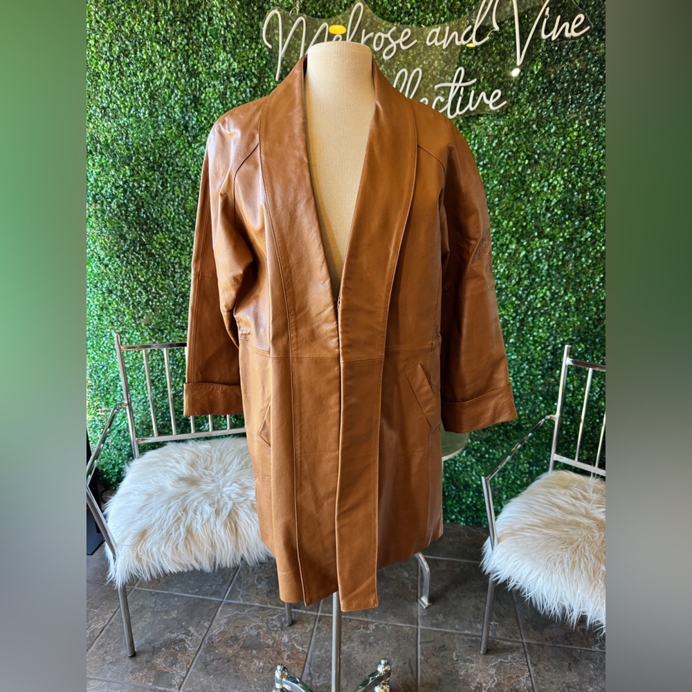 Vintage Phase Two Women's Tan Leather Coat size XL